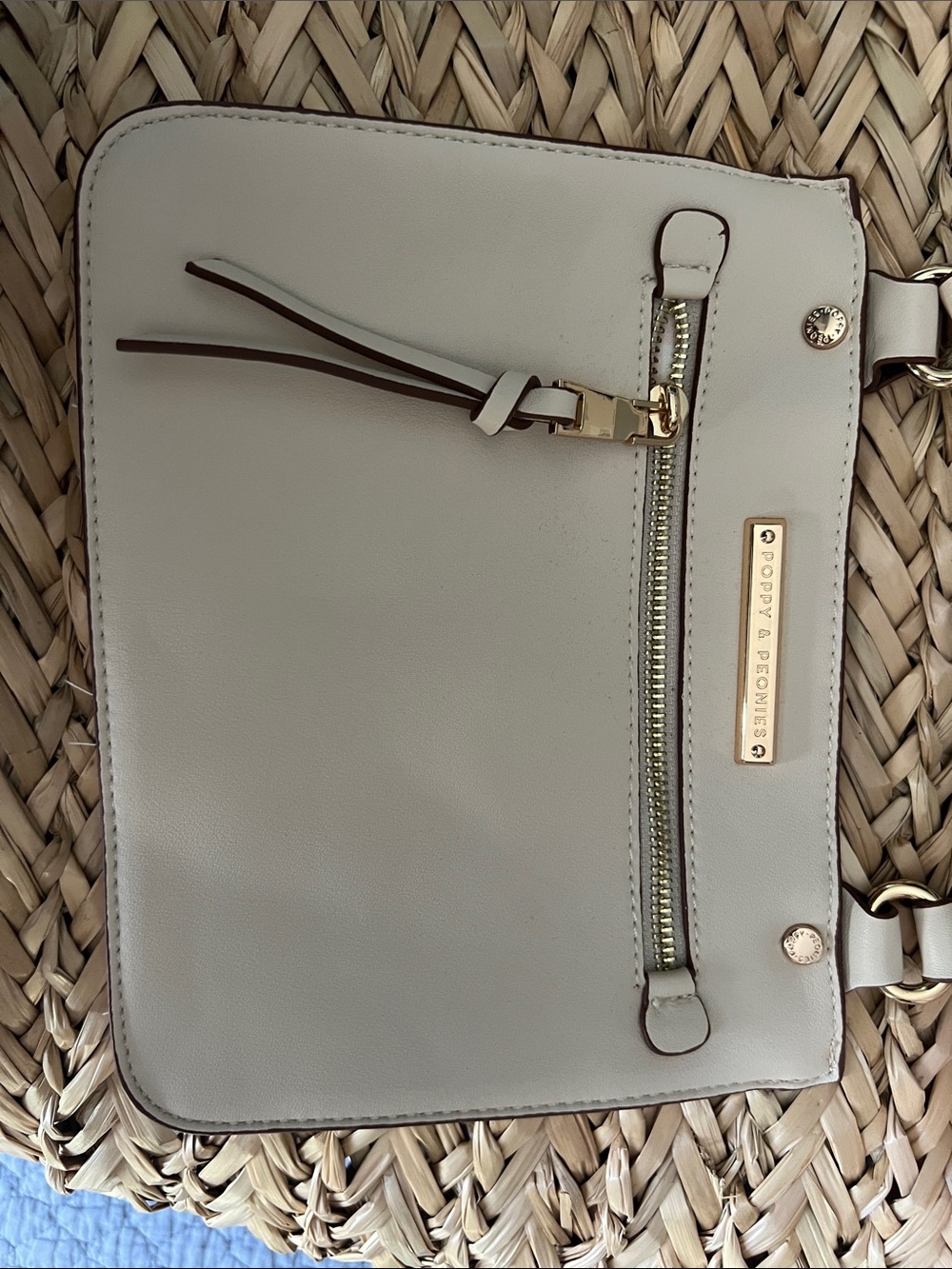 Poppy & Peonies straw tote with wrapped handles - Picture 7 of 13